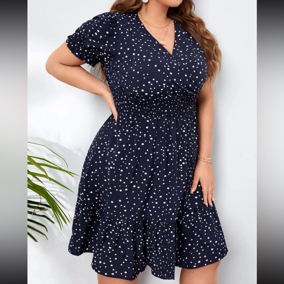 Boho polka dots puff sleeve A line dress - Picture 10 of 12